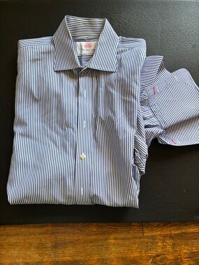 Blue Striped Men’s Dress Shirt - Classic Collar